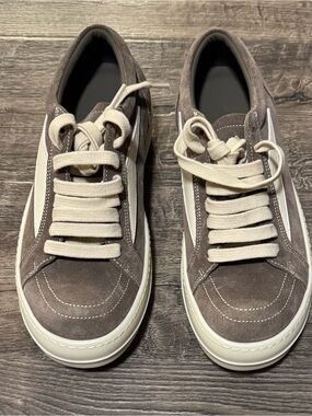 Rick Owens Women’s Suede Low-Top Sneakers in Taupe and Cream